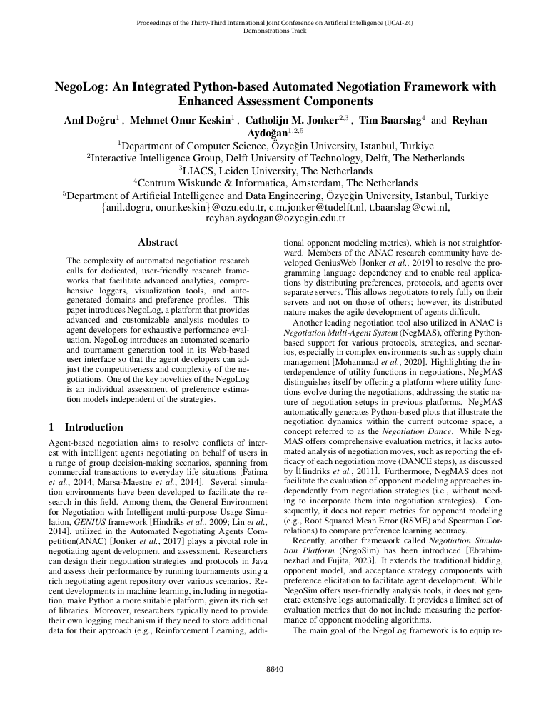 NegoLog: An Integrated Python-Based Automated Negotiation Framework With Enhanced Assessment Components